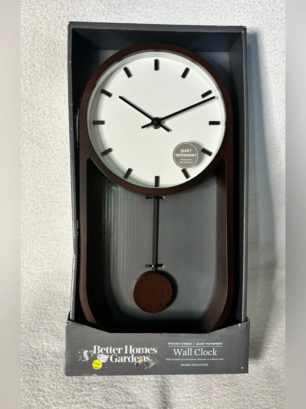 Better Homes And Gardens Brown and White Pendulum Wall Clock